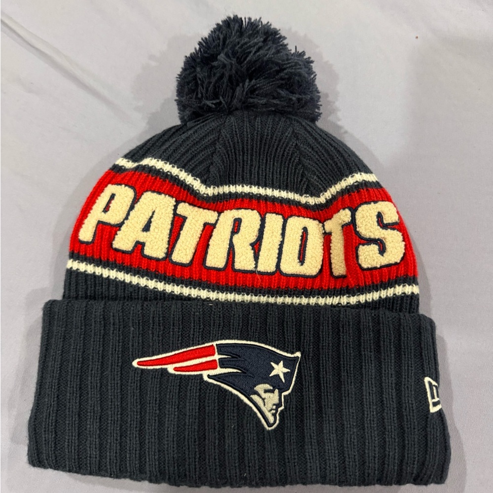 New Era Patriots Navy and Red Knit Beanie